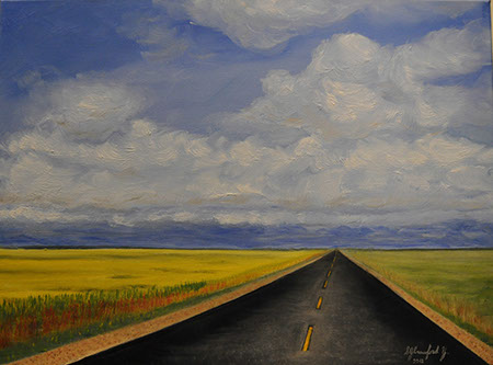 Life is a highway - Prairie highway oil painting